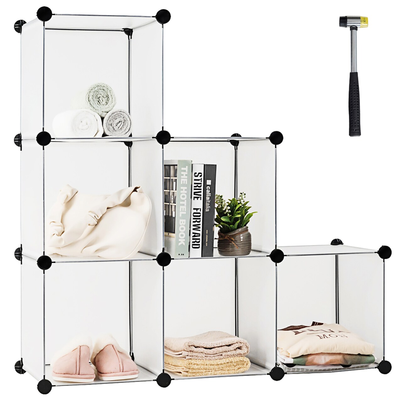 6 Cube Storage Organizer Plastic Organizer Units W/ Steel Frame